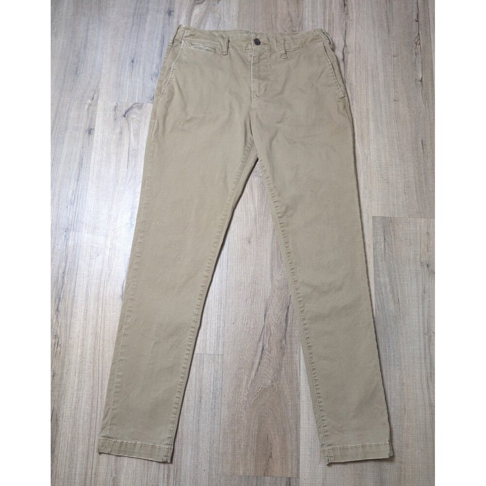 American Eagle Size 32X32 Athletic Fit Lived-In Khakis Tan Pants Stretch Chino